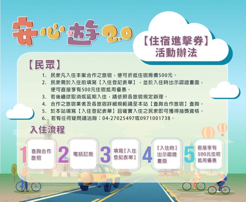 安心旅遊2.0住宿補助申請辦法(點圖放大) 安心旅遊2.0住宿補助申請辦法 (點我看大圖)