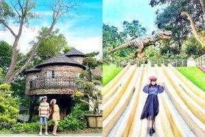 苗栗南庄【蘇維拉莊園】走入童話森林中，苗栗一日遊超好玩！《巨大蘑菇屋、精靈樹屋、侏儸紀恐龍》