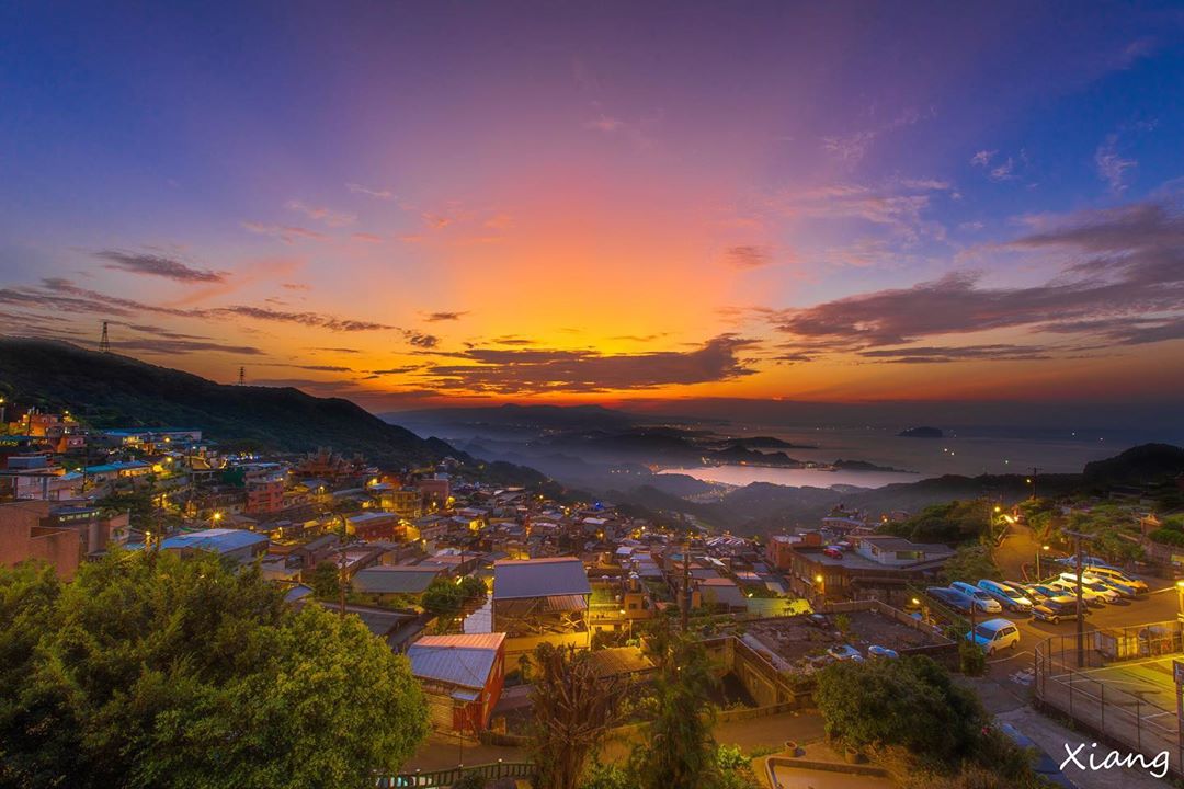 九份夜景 九份天公廟夕陽