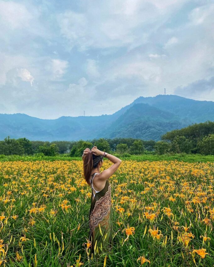 網美拍照姿勢,Pose,拍照姿勢,網美照,團體照姿勢,形象照姿勢,自拍姿勢,可愛拍照姿勢,拍照姿勢男, 拍照app,構圖,拍照技巧,手機攝影,手機拍照技巧,攝影技巧,全台金針花 金針花 南投日月潭金針花 日月潭生態博物館 日月潭金針花園區 頭社 頭社盆地