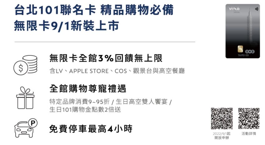 2022台北101週年慶使用101聯名卡消費,可獲得最多優惠回饋