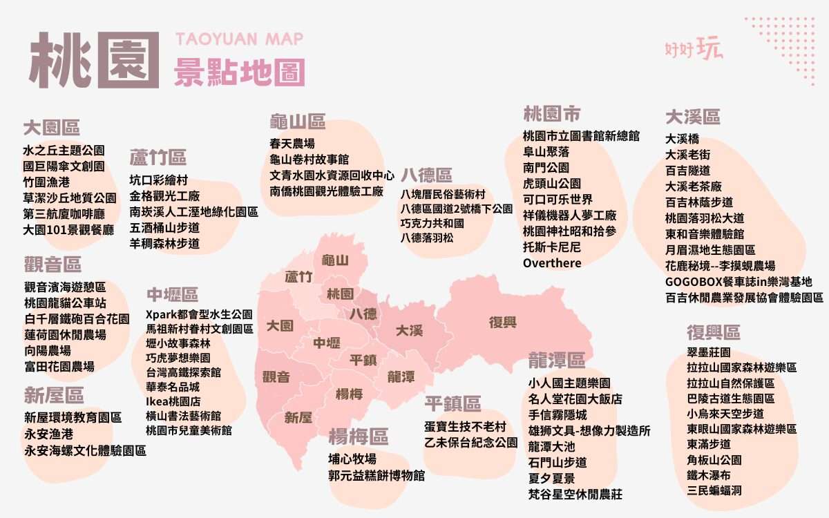 最新【桃園景點推薦】精選100個桃園一日遊景點，10條一日遊路線攻略！
